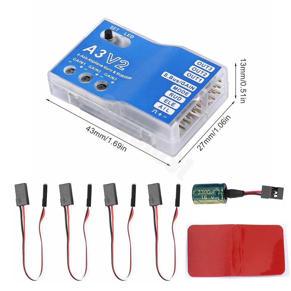 Rc Airplane Flight Controller Gyro - 飛行機3軸ジャイロスコープa3 V2,高品質のフライトコントローラー,rcフォーム,固定翼