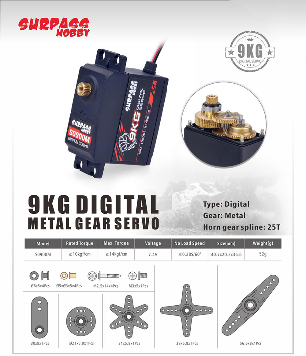 SURPASS ホビーデジタルサーボ 9G 17G 25G  - Rc Plane Servo 9G Metal Gear Micro のレビューと価格